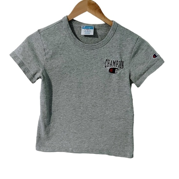 Champion Gray Logo Embroidered Crop Top - Picture 1 of 7